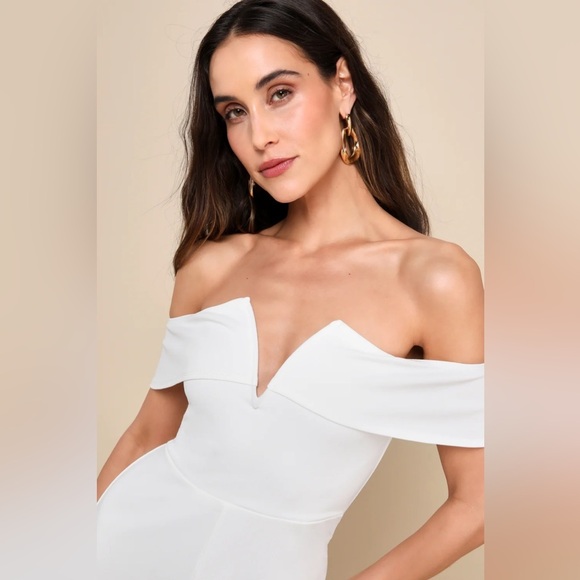 NWOT Lulus My Favorite Night Ivory Off-the-Shoulder Jumpsuit - Picture 4 of 9